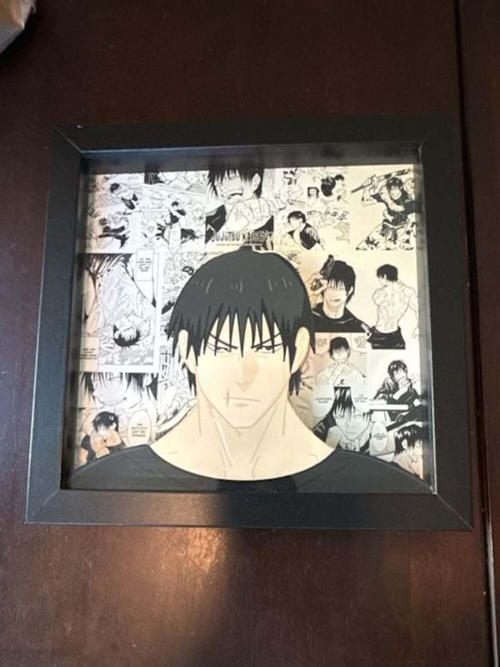 Jujutsu Kaisen Toji Fushiguro Manga Panel Shadow Box Glass Art 9”